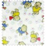 2-sided quilted flannel with printed patterns Bears for children's blankets and sheets F. 1.80 m 100% Cotton Color Αρκουδάκι λευκό / Βears white   