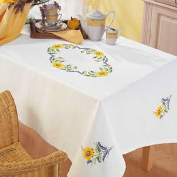 Cotton Kitchen Tablecloth 130 x 160 cm with Cross Stitch Pattern No 2082-3109