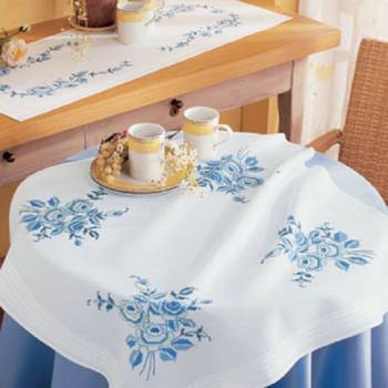 Tablecloth Cotton 80 x 80cm with Stamped Pattern Cross Stitch No. 2300-358