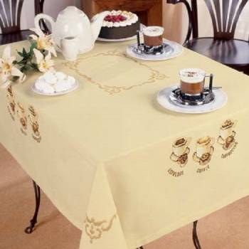 Cotton Kitchen Tablecloth 130 x 160 cm with Cross Stitch Pattern No 2082-93355