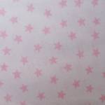 Φανέλα χνουδιασμένη 2 όψεων με τυπωμένα σχέδια Αστεράκια για παιδικά κουβερτάκια και σεντόνια Φ. 1.80 μ   100% Βαμβακερό Χρώμα Αστέρι  λευκό-ροζ / Stars white-pink