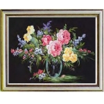 Πίνακας Κεντήματος ''Φρούτα και Λουλούδια " διάσταση   60x80 cm Gobelin-Diamant Χρώμα 10.550