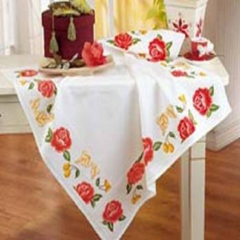 Tablecloth Cotton 80 x 80cm in Kit with Counted Pattern Cross Stitch No. 2200-7870