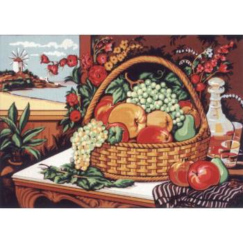 Πίνακας Κεντήματος ''Φρούτα και Λουλούδια" διάσταση 50 x 70 cm C.1860 Gobelin-Diamant