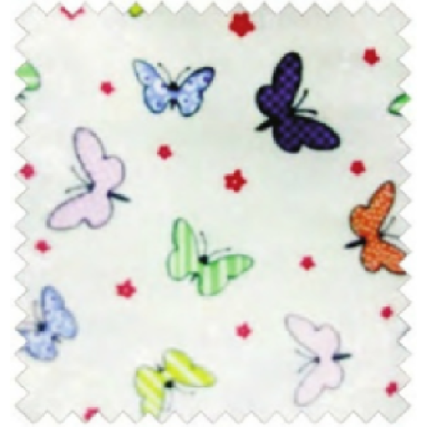 Φανέλα χνουδιασμένη 2 όψεων με τυπωμένα σχέδια Πεταλούδες για παιδικά κουβερτάκια και σεντόνια Φ. 1.80 μ   100% Βαμβακερό
